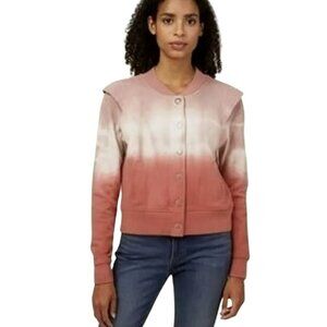 525 America Pink Ombre Button-Front Sweatshirt Medium NWT